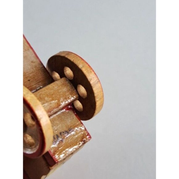 Vintage Wood Toy Horse Cart Carriage W Lady Japan Moveable Wheels 3.5" - Picture 6 of 6